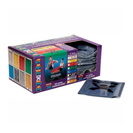 Fabrication Enterprises CanDo Latex Free Pre-Cut Exercise Band, Heavy, Blue, 48"L Strips, Box of 40 1367744